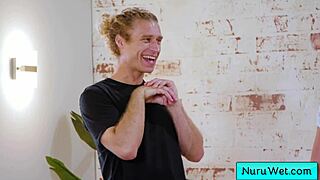 sexy brunette sophia burns strips down for wet nuru massage with michael vegas on teen 18+ body