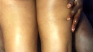 I love thigh fucking my curvy ebony girlfriend with handjob and fingering in the bedroom