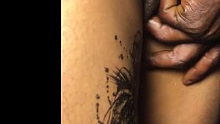 I love thigh fucking my curvy ebony girlfriend with handjob and fingering in the bedroom