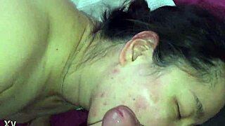 asian milf fluffing cock with homemade sucking