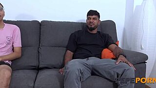 Cougar Euforia teaches two latin rookies how to fuck in casting