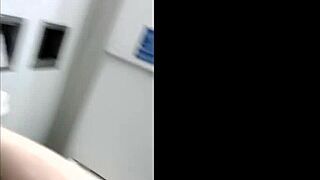 female slave in bondage gets facial in highway toilets