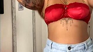 Look At This Redhead Flashing Her Trimmed Pussy And Masturbating!