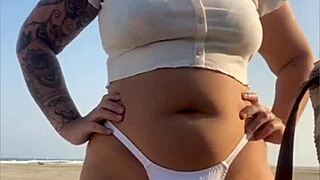 Redhead Flashes Swollen Pussy Lips at Beach Today