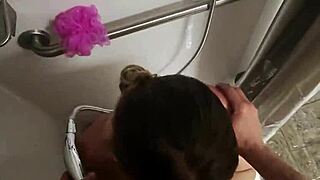 Pov public shower blowjob with hot wife.