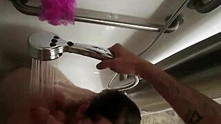 Pov public shower blowjob with hot wife.