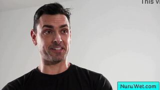 Two busty babes lure client into steamy shower massage with Ryan Driller.