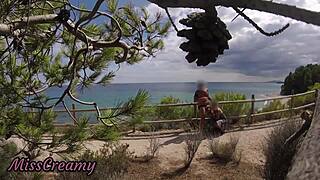 i flashed my cock on the beach, french girl helped cum