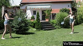 Sexy milf and petite girlfriends have hot make up with passionate kisses and pussy licking outdoor