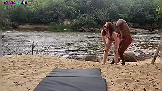 Beautiful Girl Rides Big Black Cock In Stream, Breaks Cabin With Hard Erection
