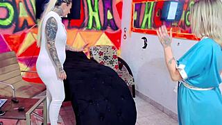 patricinha heads to tattoo studio for pussy tattoo. tattooers spot her pink pussy and unleash blowbang frenzy inside.