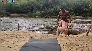 Beautiful Girl Rides Big Black Cock In Stream, Breaks Cabin With Hard Erection