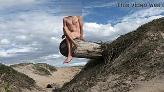 Nude Beach Posing Teases Cock Publicly