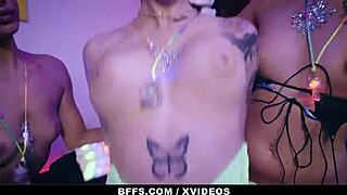 Emotional bff teen orgy with cum swap at festival.