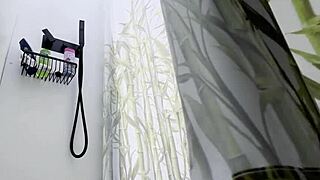 voyeur catches milf showering and shaving outdoors in hidden spot 😏