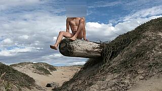 Nude Beach Posing Teases Cock Publicly