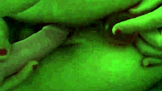 Stretching tight area before double penetration with blonde teen