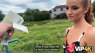 VIP4k Pretty Village Girl Shows Pussy to Stranger While Carrying Plums