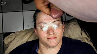 huge homemade cumshot blasting right in her eyes, so intense