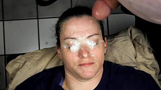 huge homemade cumshot blasting right in her eyes, so intense