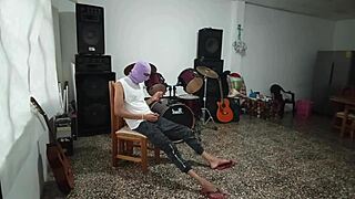 music teacher interacts with student in class