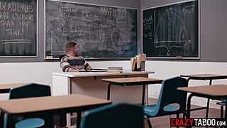 horny teachers fucks naughty colleague after classroom masturbation