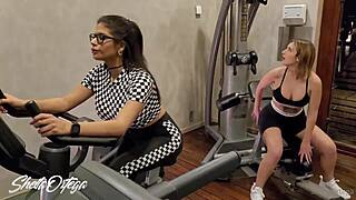 lesbians get hot in the gym and head to the bathroom