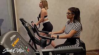 lesbians get hot in the gym and head to the bathroom