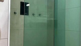 Young Guy Fucks Me on All Fours in the Shower, Showing Big Pussy and Ass