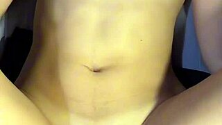 She rides until he cums on her belly