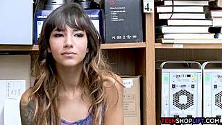 Young Latina Thief Deepthroats Security Guard for Freedom!