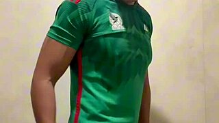 Mexican Footballer Masturbates in Gym Bathroom