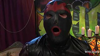 i licked big tits in office threesome with masked guy, blowjob and all