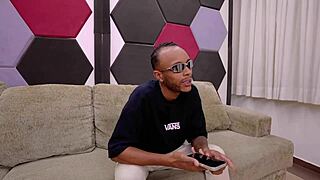 Young Teen Flashes Lingerie, Takes Black Cock On Family Sofa