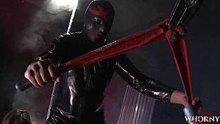 i licked big tits in office threesome with masked guy, blowjob and all