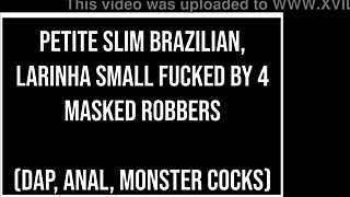 can you believe this petite latina got fucked by four robbers with monster cocks? anal gaping and more!