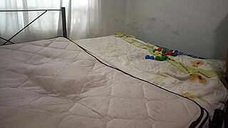 Sexy stepmother cleans bedroom in thong for stepson