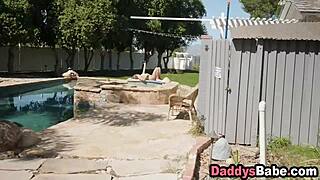 Stepdaughter Bribes Step-Dad with Sloppy Deepthroat Outdoor Action
