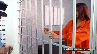 fucking juicy latina inmate's pussy right through prison bars