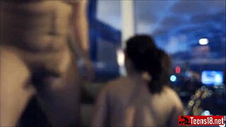 hot teen amateurs fucking wildly in front of hotel window. passionate banging all night.