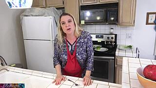 Milking My Stepson’s Big Cock in Kitchen Before Date