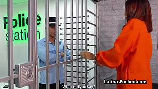 fucking juicy latina inmate's pussy right through prison bars