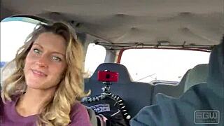 couple enjoys wet blowjob on las vegas boulevard with big ass in view