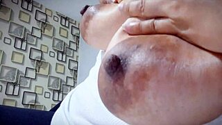 big natural tits horny latina plays her huge nipples.