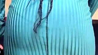 Horny ladys striptease in dresses, showing natural tits.