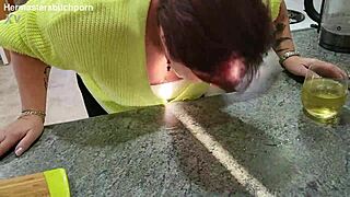 Kiwi Milf Sub Slurps Spilled Wine
