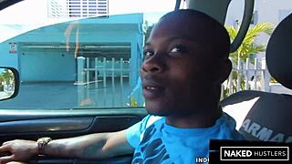 Public Miami car wash turns into interracial blowjob with Nina Colada