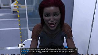 stranded in space, meeting the curvy black milf with big tits in 3d anime
