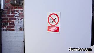 Slutty bombshell takes intense facial bukkake and eats the cum