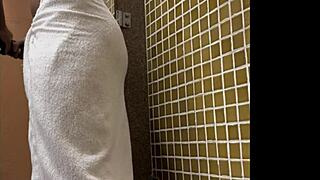 brazilian spy catches huge dick in gym shower.